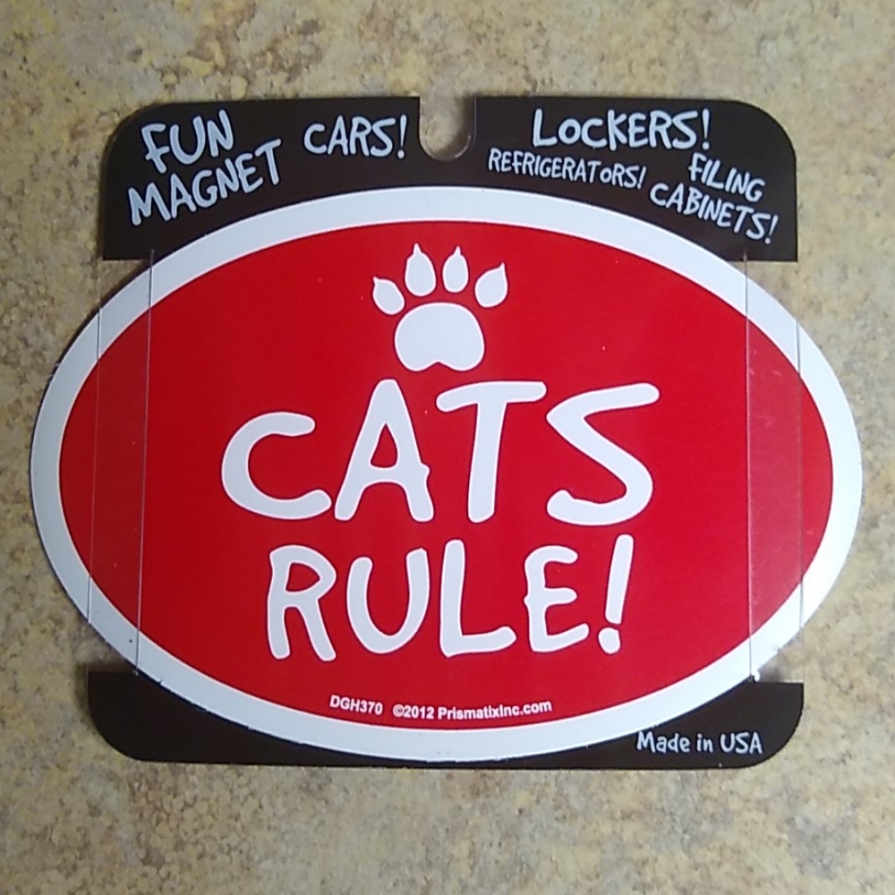 Cats Rule Red Pawprint Magnet New